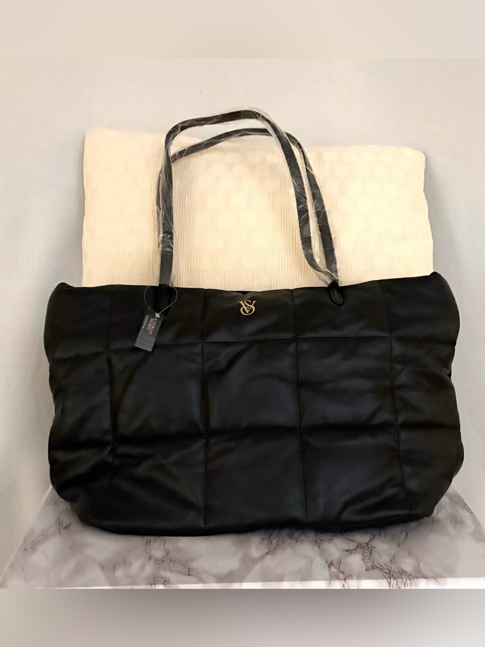 Victoria's Secret Black Quilted Tote Bag